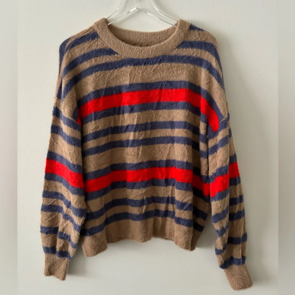 Aerie Striped Fuzzy Sweater Size Small - Picture 2 of 4